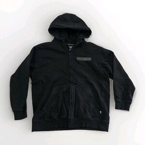 Volvo Logo Graphic Full Zip Hooded Sweatshirt Mens 3XL Black Heavyweight Sweden